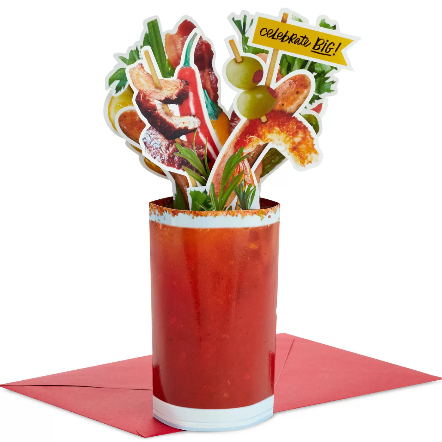 Best Sale Big Bloody Mary Drink Celebrate Funny 3D Pop-Up Card Congratulations