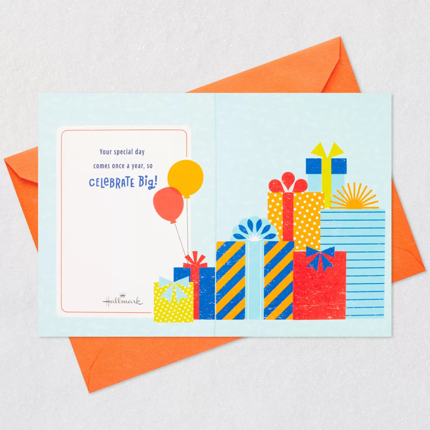 Birthday>Hallmark Big Presents And Balloons Musical 3D Pop-Up Birthday Card With Light