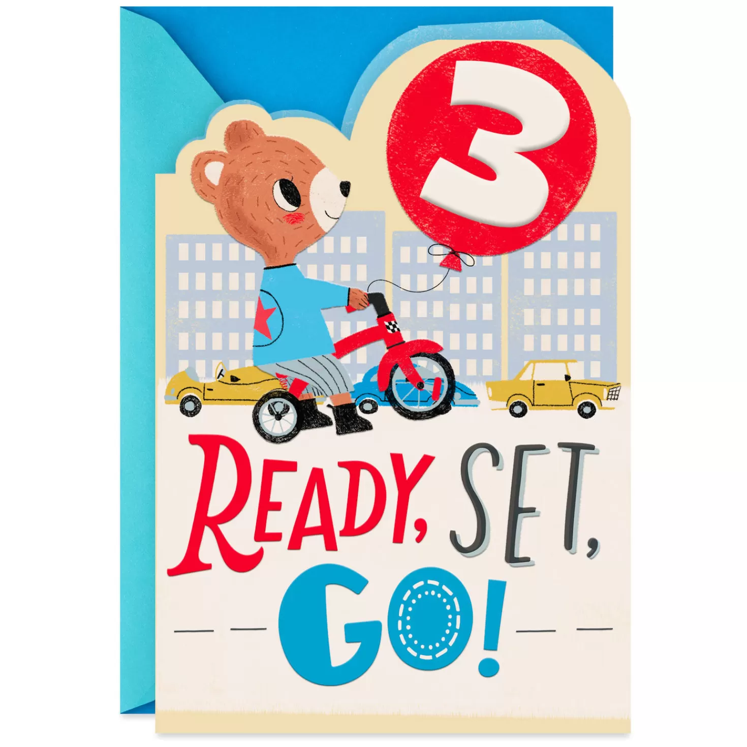 Birthday>Hallmark Birthday Boy Bear On A Bike 3Rd Birthday Card
