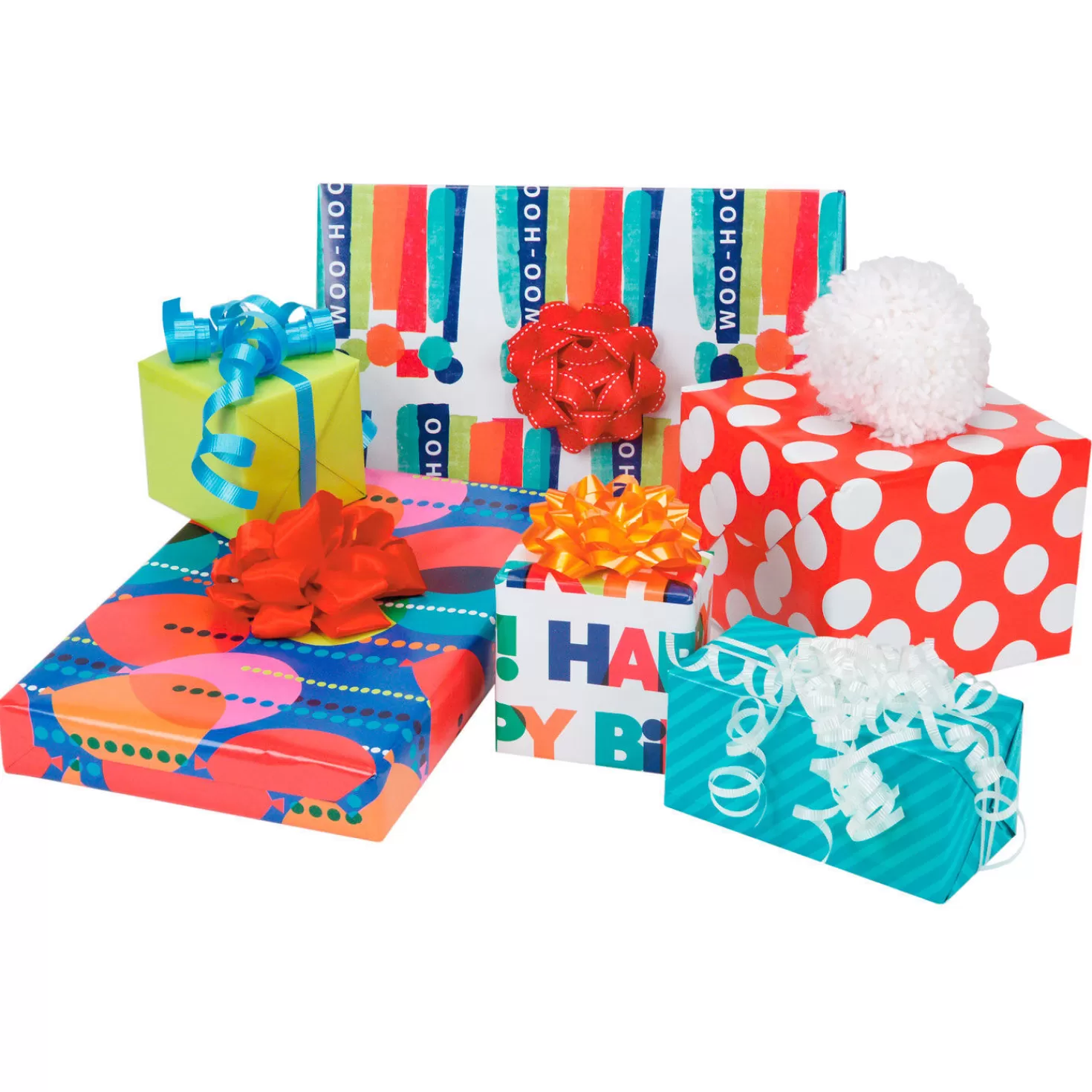 Birthday>Hallmark Birthday Celebration 3-Pack Reversible Wrapping Paper