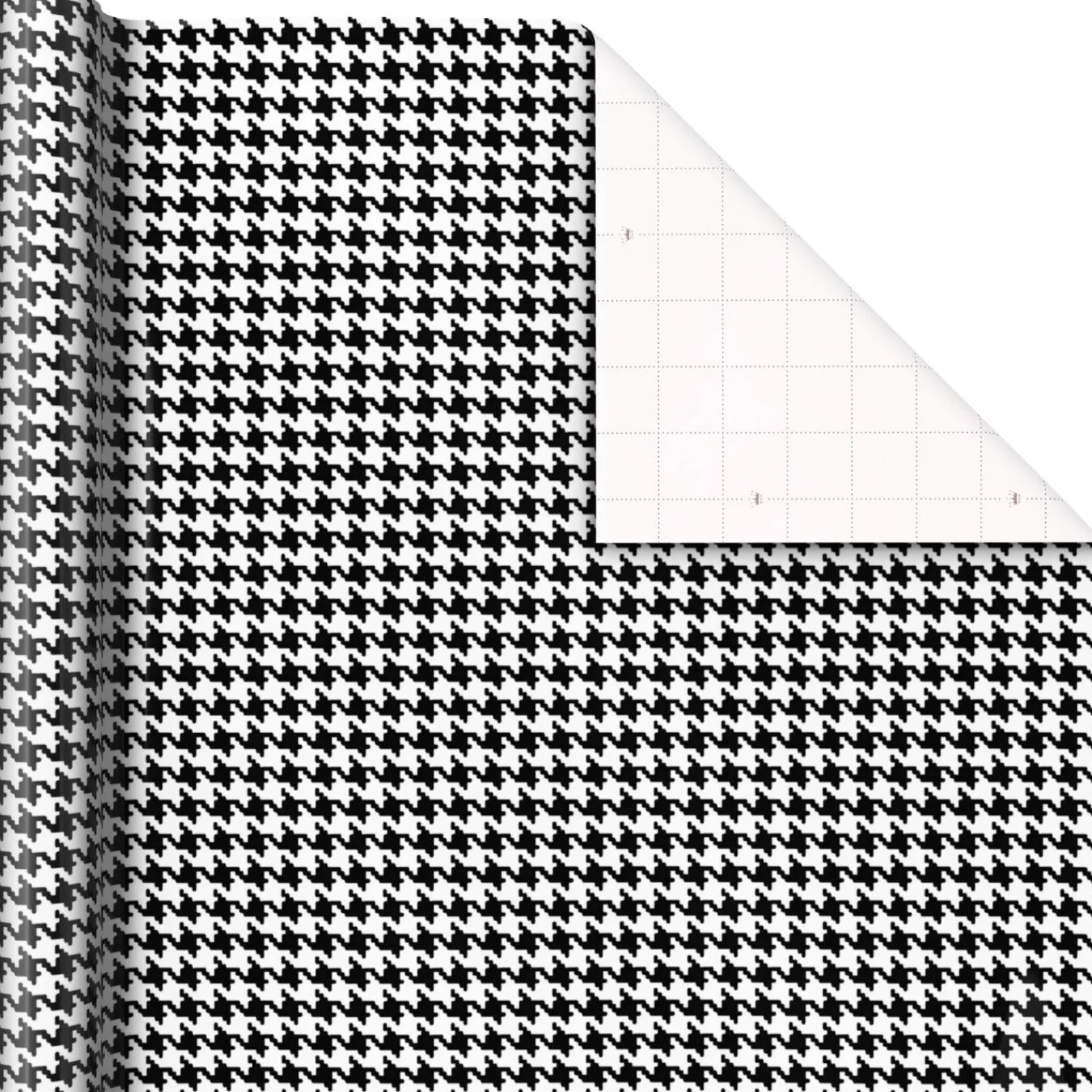 Halloween (10/31)>Hallmark Black And White Houndstooth Pattern Wrapping Paper, 20 Sq. Ft.