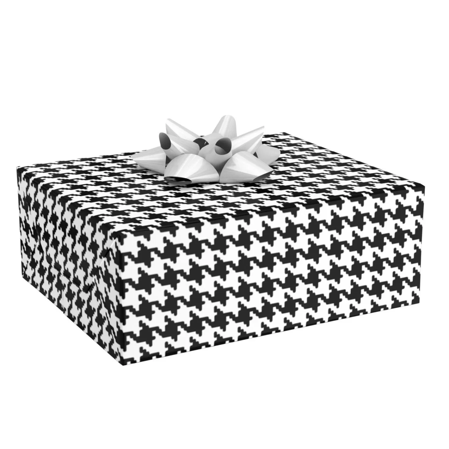 Halloween (10/31)>Hallmark Black And White Houndstooth Pattern Wrapping Paper, 20 Sq. Ft.