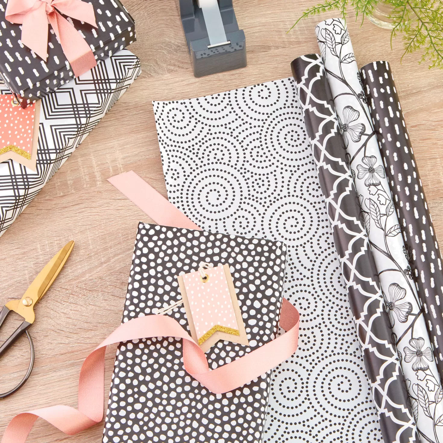 Hot Black And White Prints 3-Pack Reversible Wrapping Paper, 75 Sq. Ft. Total Wedding