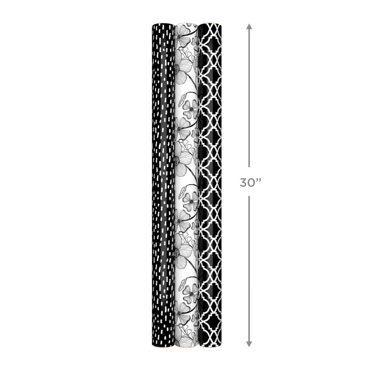 Hot Black And White Prints 3-Pack Reversible Wrapping Paper, 75 Sq. Ft. Total Wedding