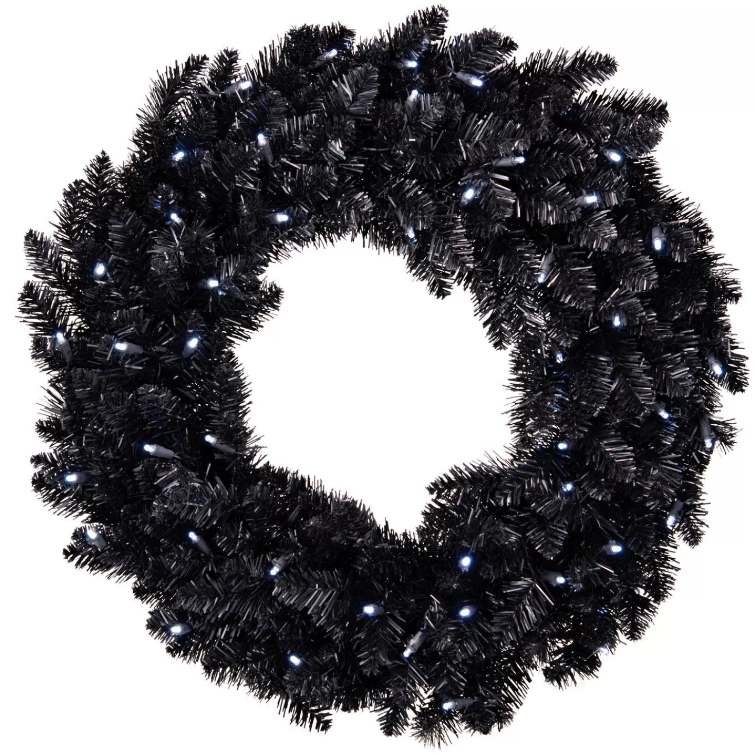 Halloween (10/31)>Hallmark Black Pre-Lit Wreath, 30"