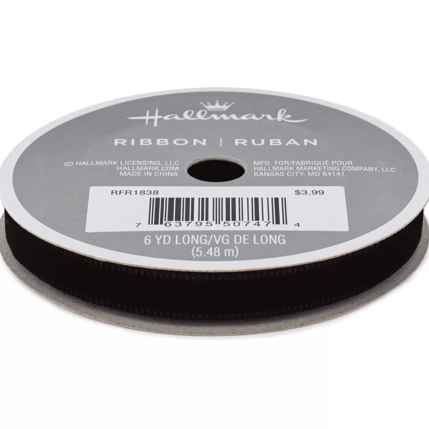 Halloween (10/31)>Hallmark Black Velvet 3/8" Ribbon, 18'
