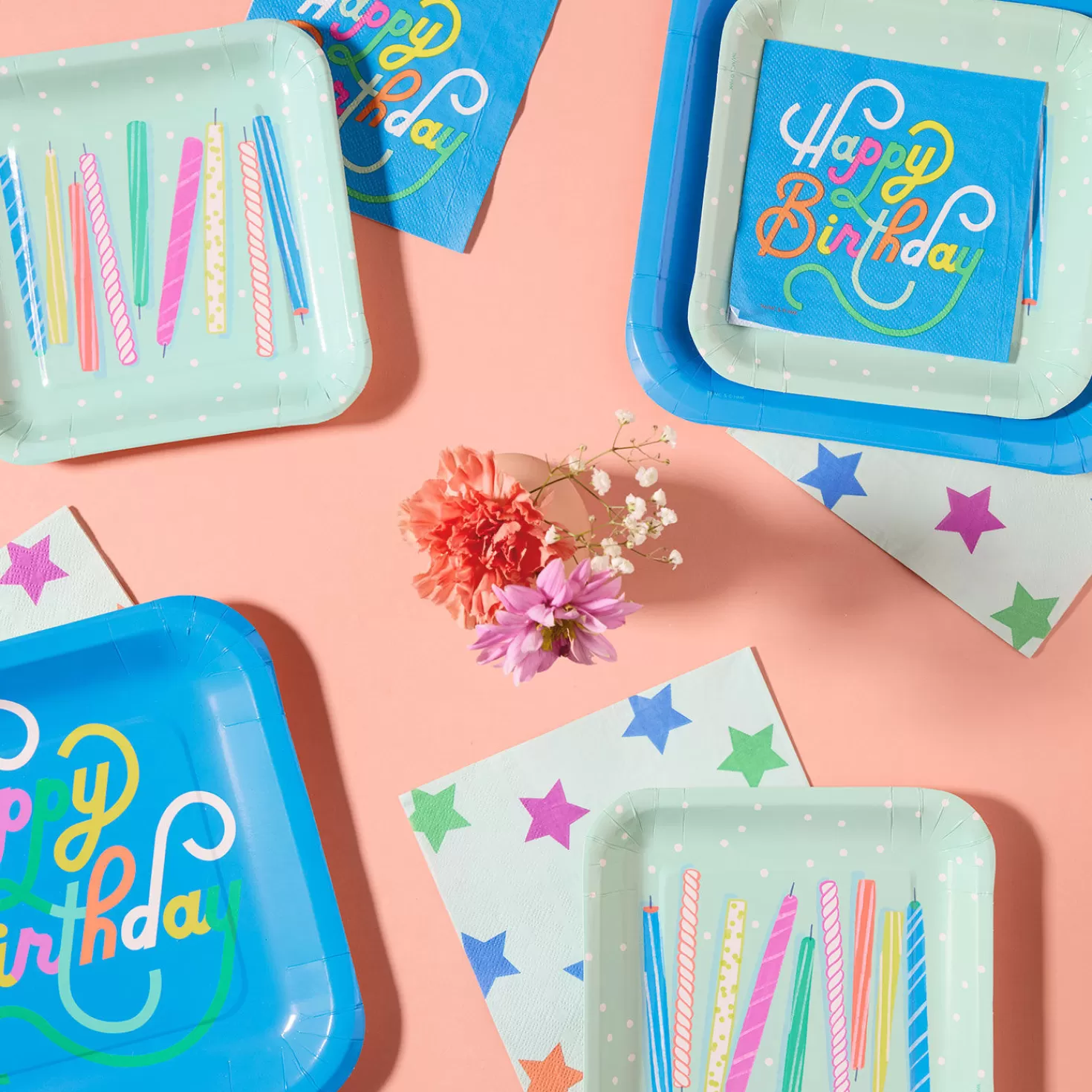 Birthday>Hallmark Blue " Happy Birthday" Cocktail Napkins, Set Of 16