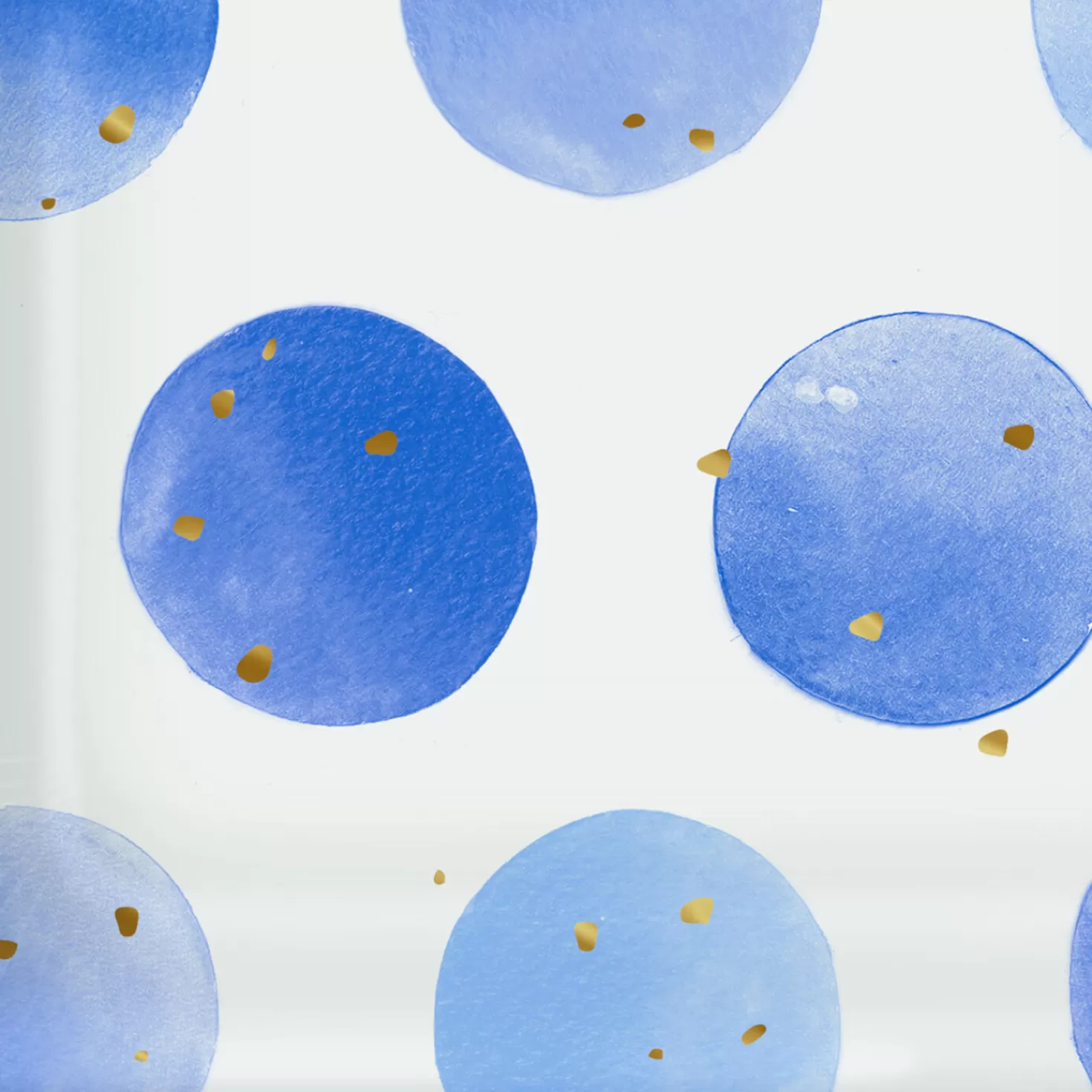 Baby>Hallmark Blue Watercolor Dots Square Dessert Plates, Set Of 8