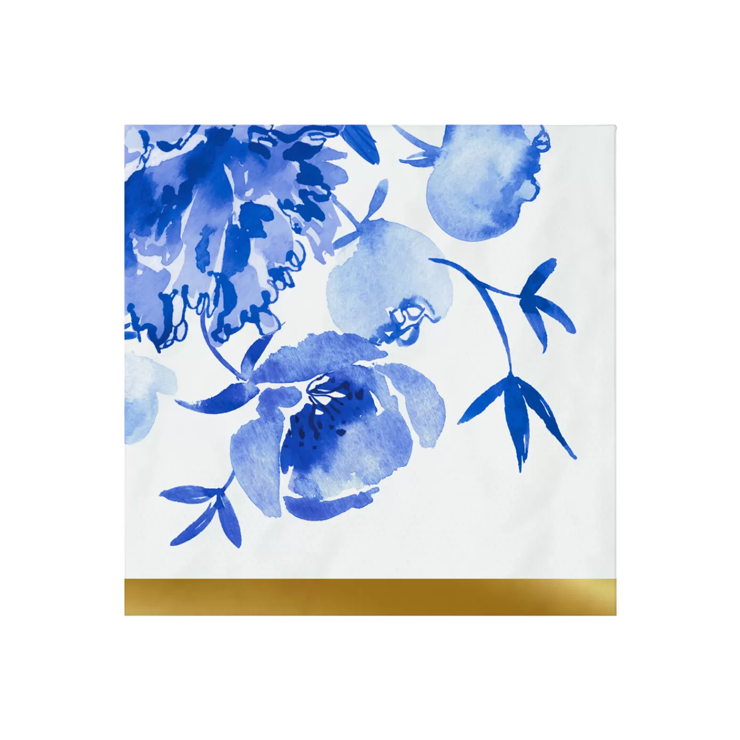 Baby>Hallmark Blue Watercolor Floral Cocktail Napkins, Set Of 16