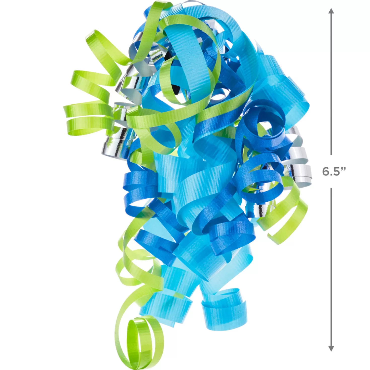 Baby>Hallmark Blue/Green/Silver Curly Ribbon Gift Bow, 6.5"