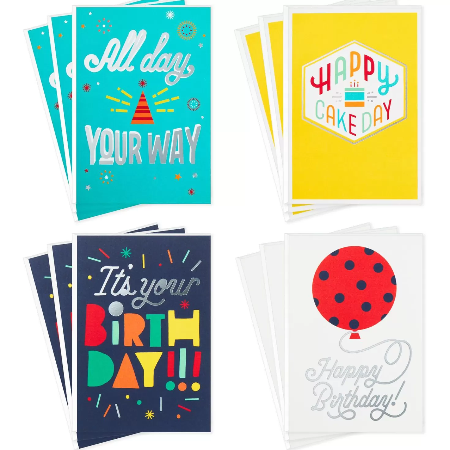 Birthday>Hallmark Bold And Bright Assorted Birthday Cards, Pack Of 12
