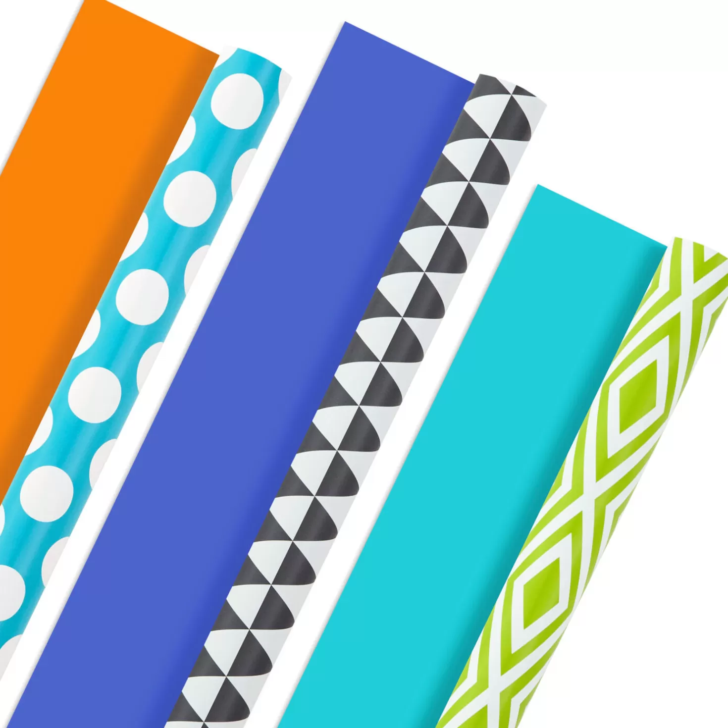 Birthday>Hallmark Bold Patterns And Solids 3-Pack Reversible Wrapping Paper