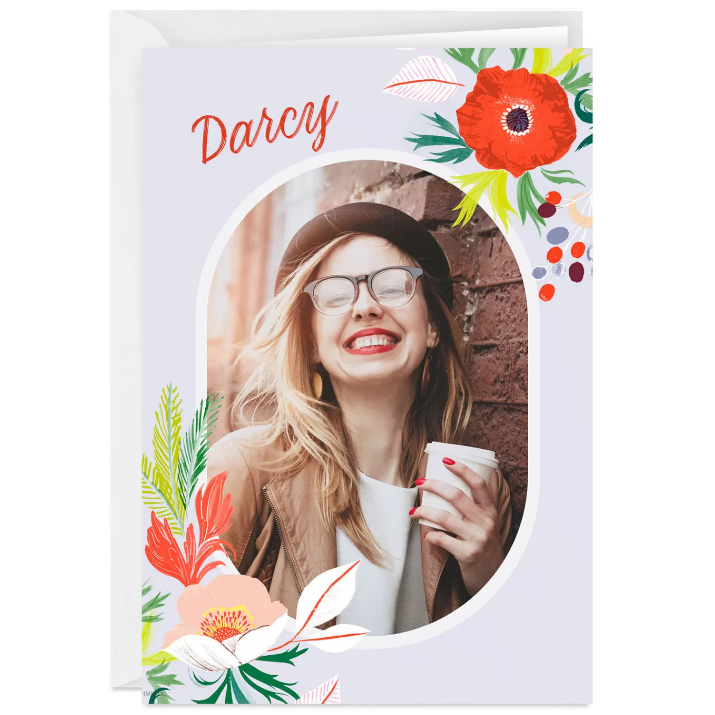 Store Bright Flowers And Oval Frame Folded Photo Card Encouragement