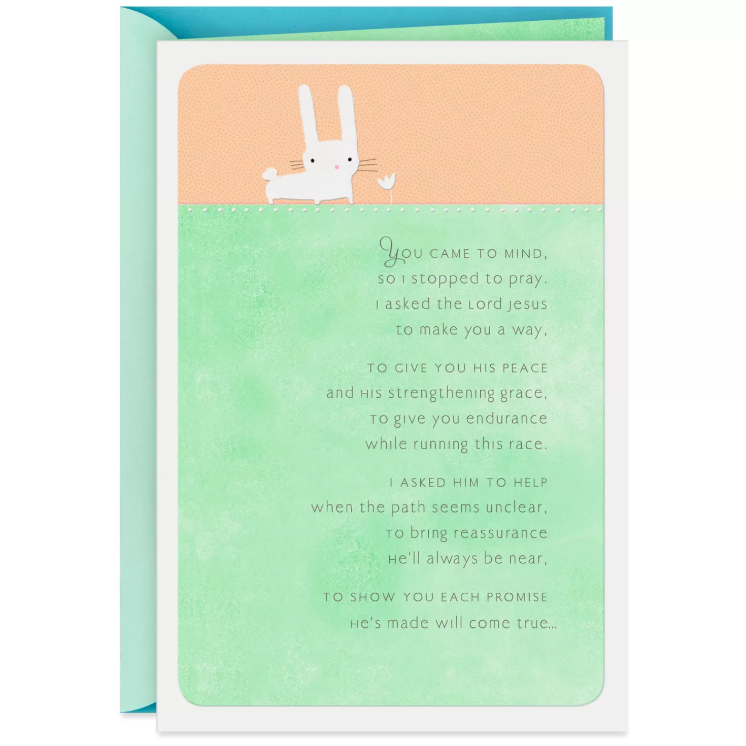 Store Bunny With Flower Praying For You Religious Encouragement Card Encouragement