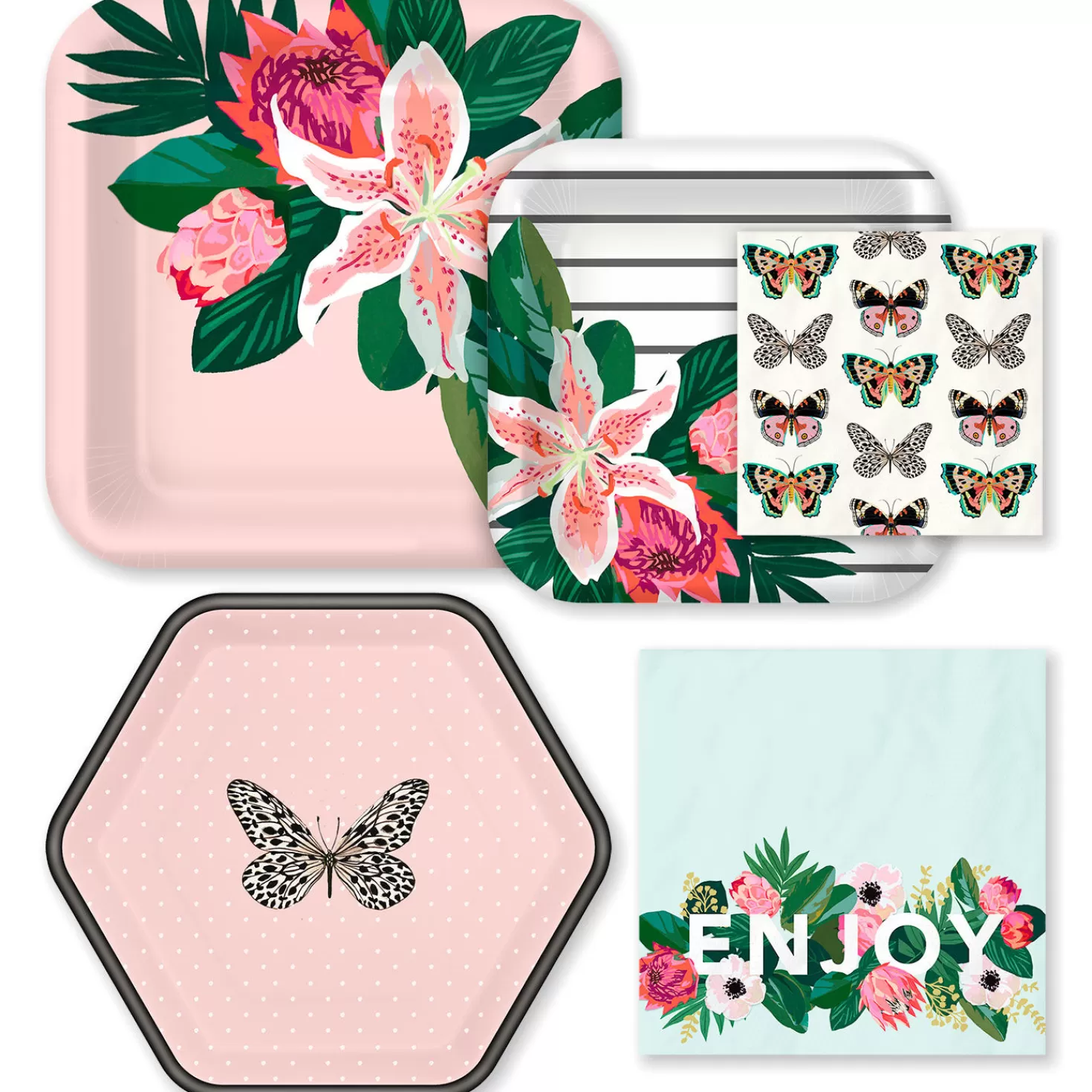 Baby>Hallmark Butterflies And Blooms Party Essentials Set