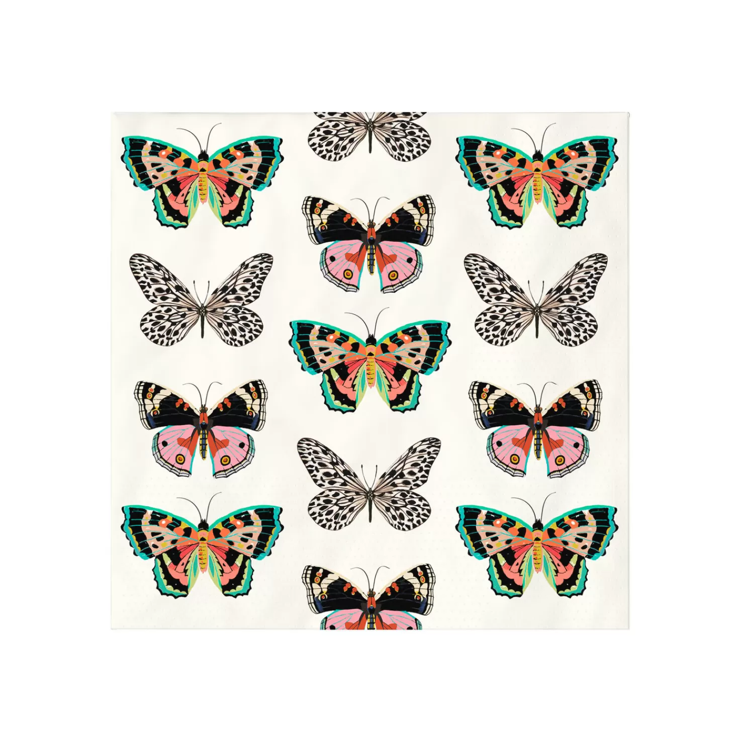 Baby>Hallmark Butterflies On White Cocktail Napkins, Set Of 16