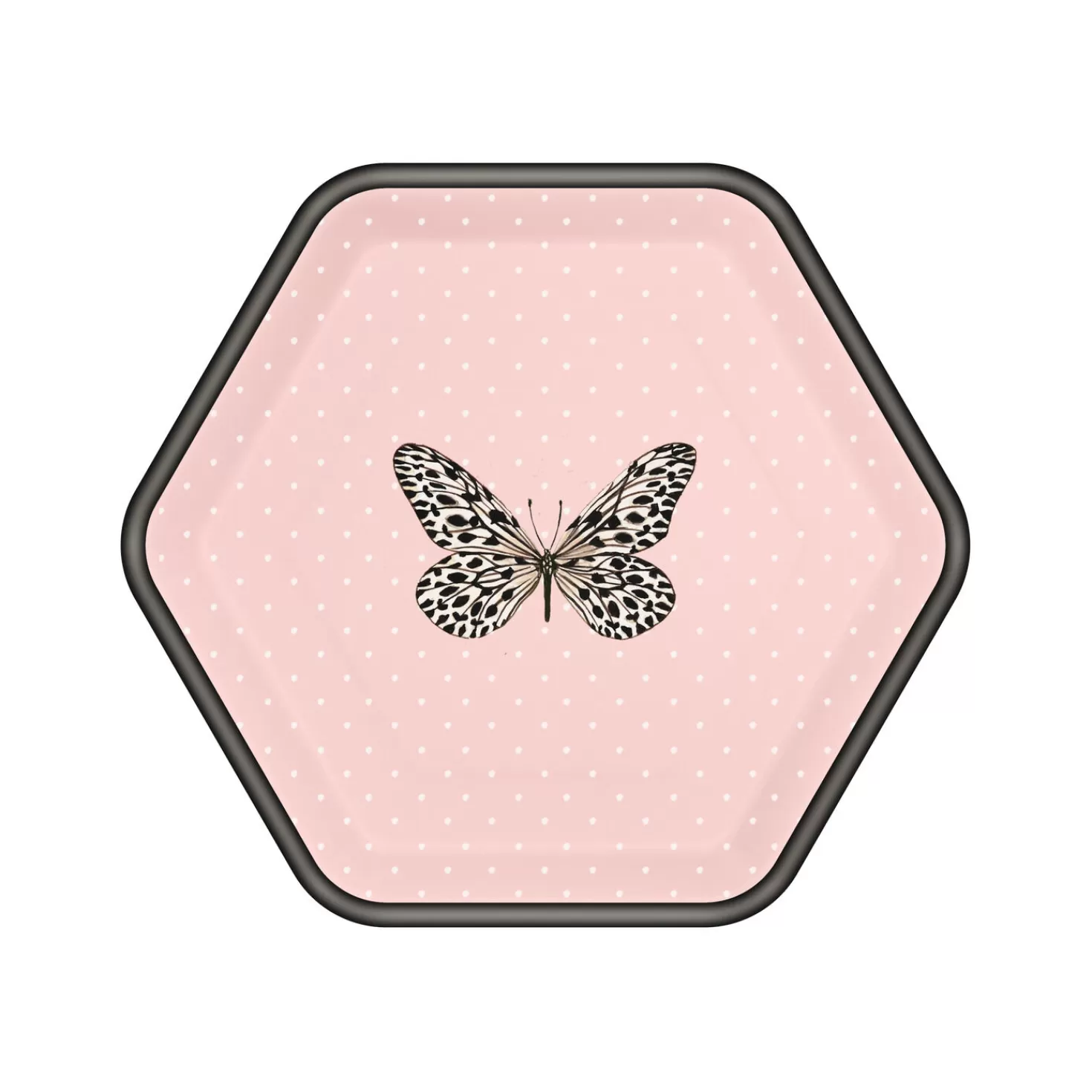 Baby>Hallmark Butterfly On Pink Hexagonal Dessert Plates, Set Of 8