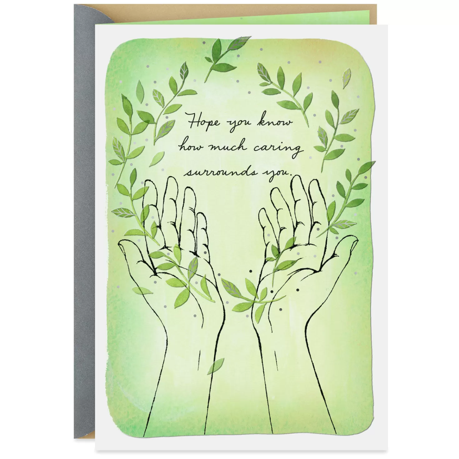 Clearance Caring Surrounds You Open Hands Sympathy Card Sympathy