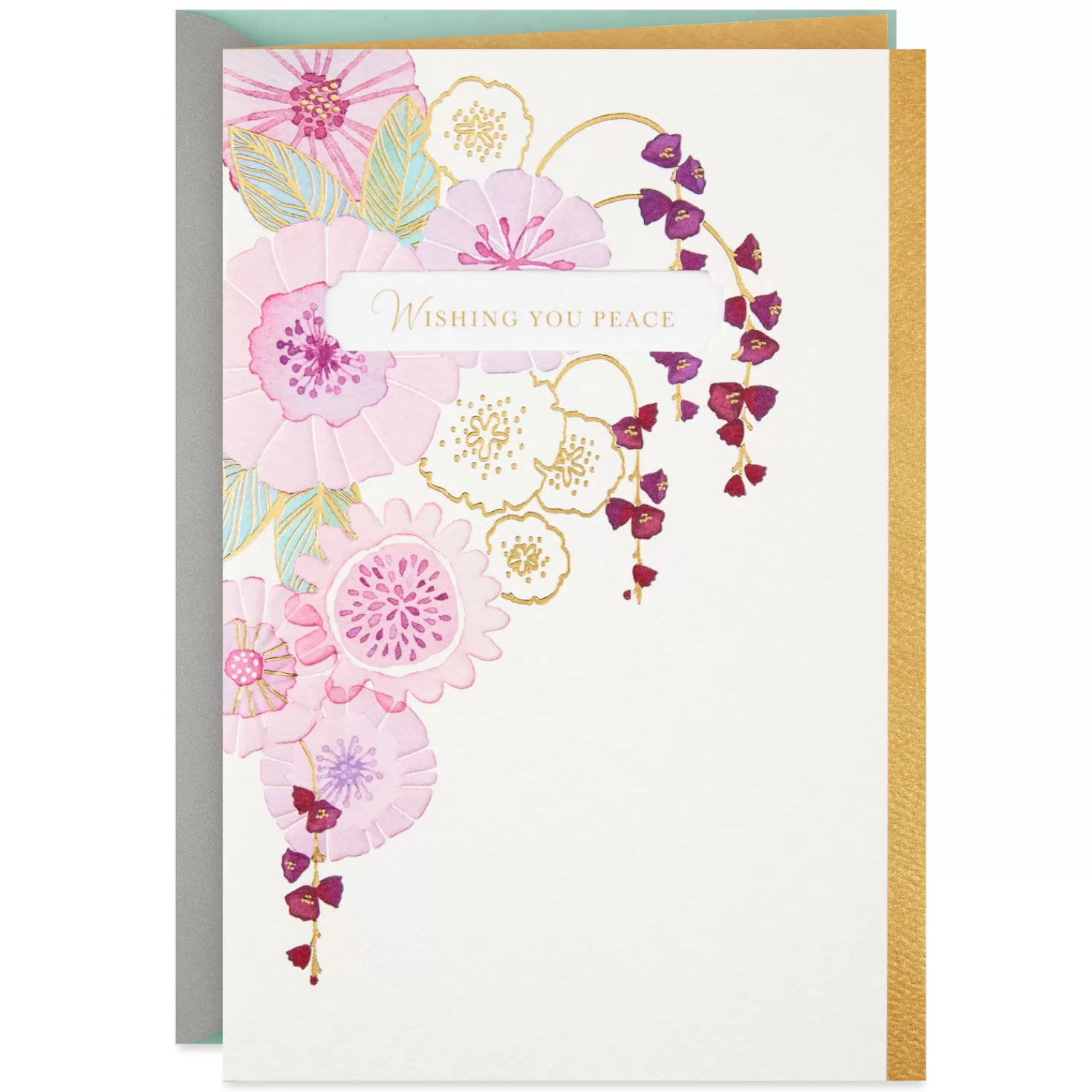 Hot Cascade Of Flowers Wishing You Peace Sympathy Card Sympathy