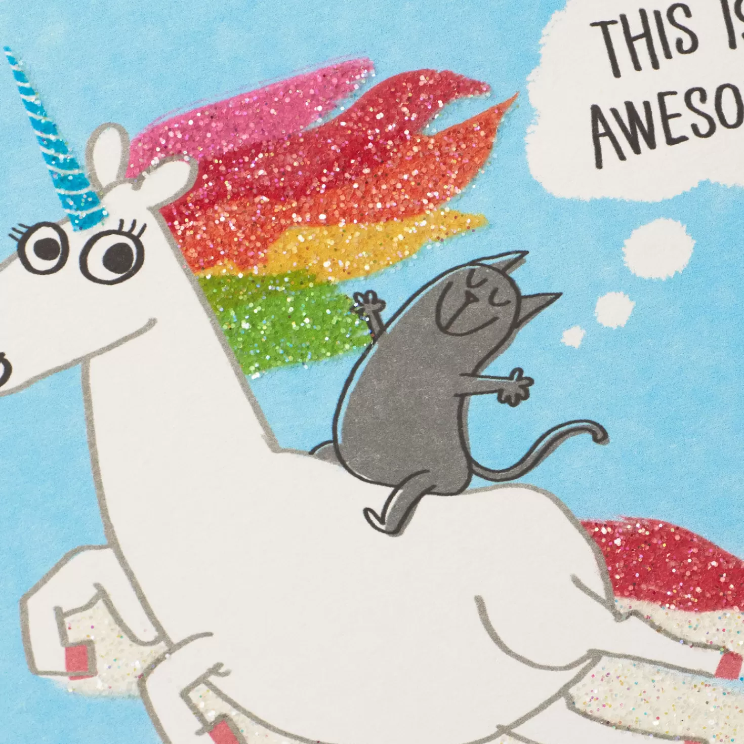 Birthday>Hallmark Cat Riding A Unicorn Funny Birthday Card