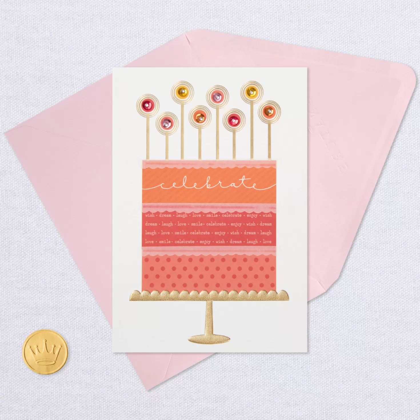 Birthday>Hallmark Celebrate Coral Cake Birthday Card For Her