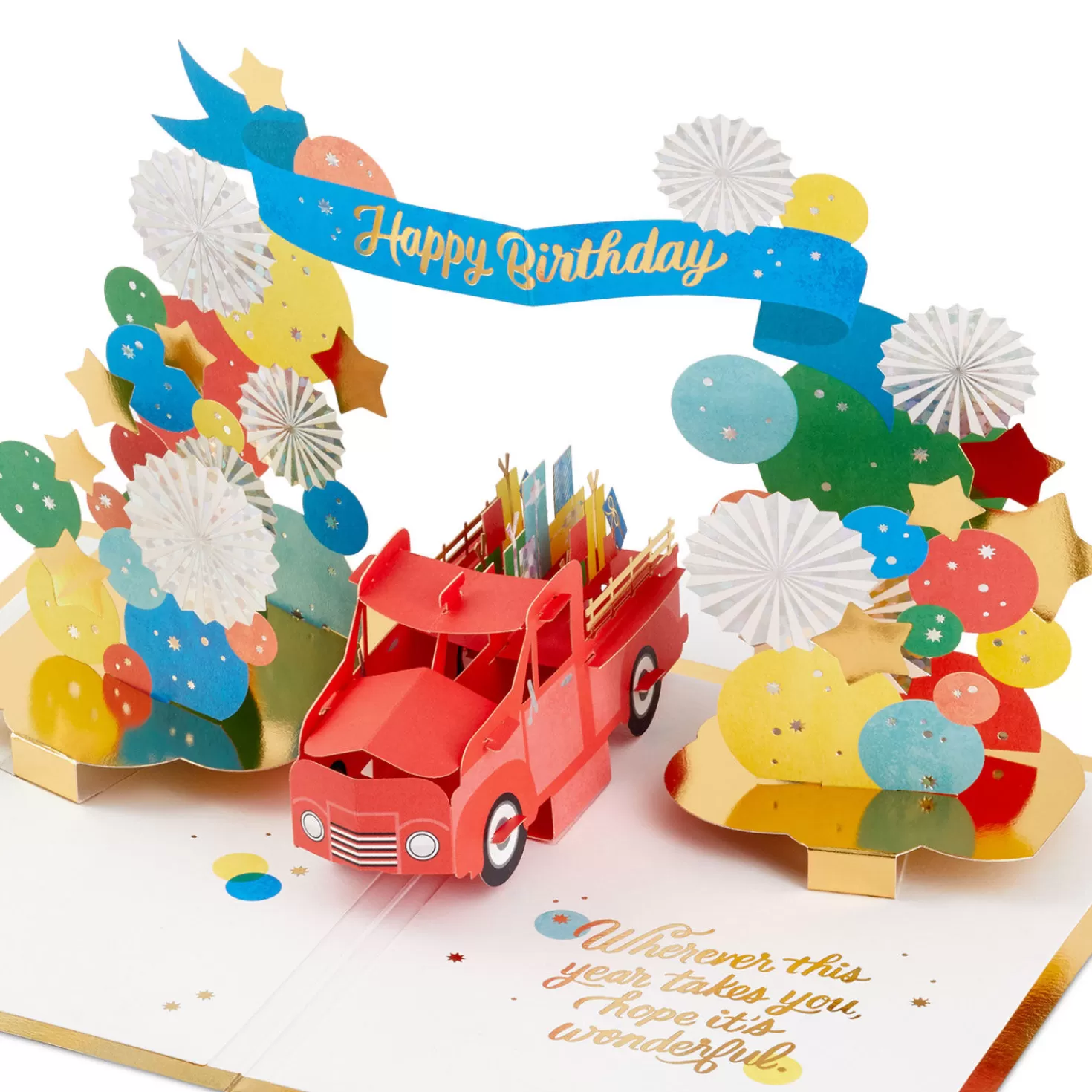 Birthday>Hallmark Celebrating You Red Truck And Banner 3D Pop-Up Birthday Card