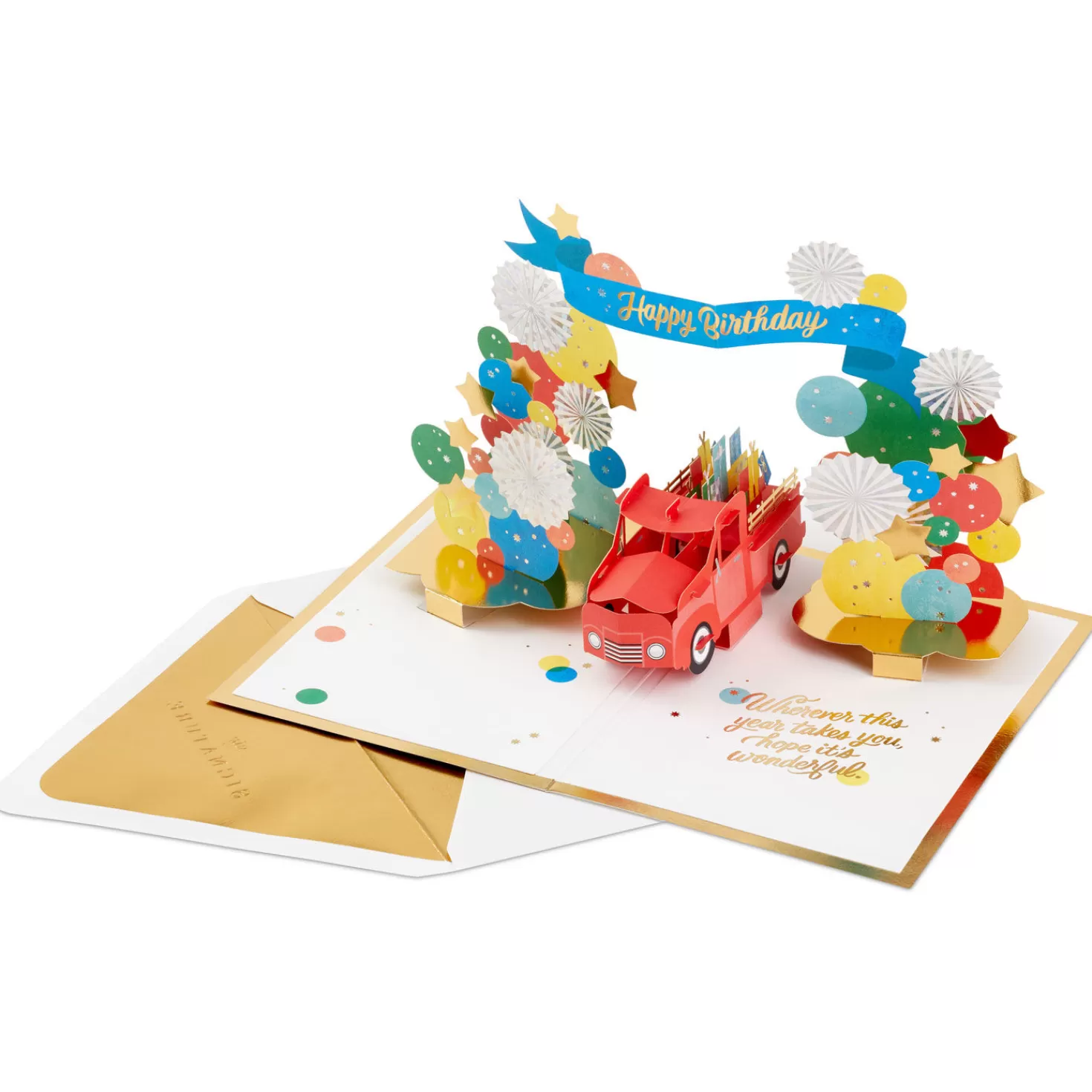 Birthday>Hallmark Celebrating You Red Truck And Banner 3D Pop-Up Birthday Card