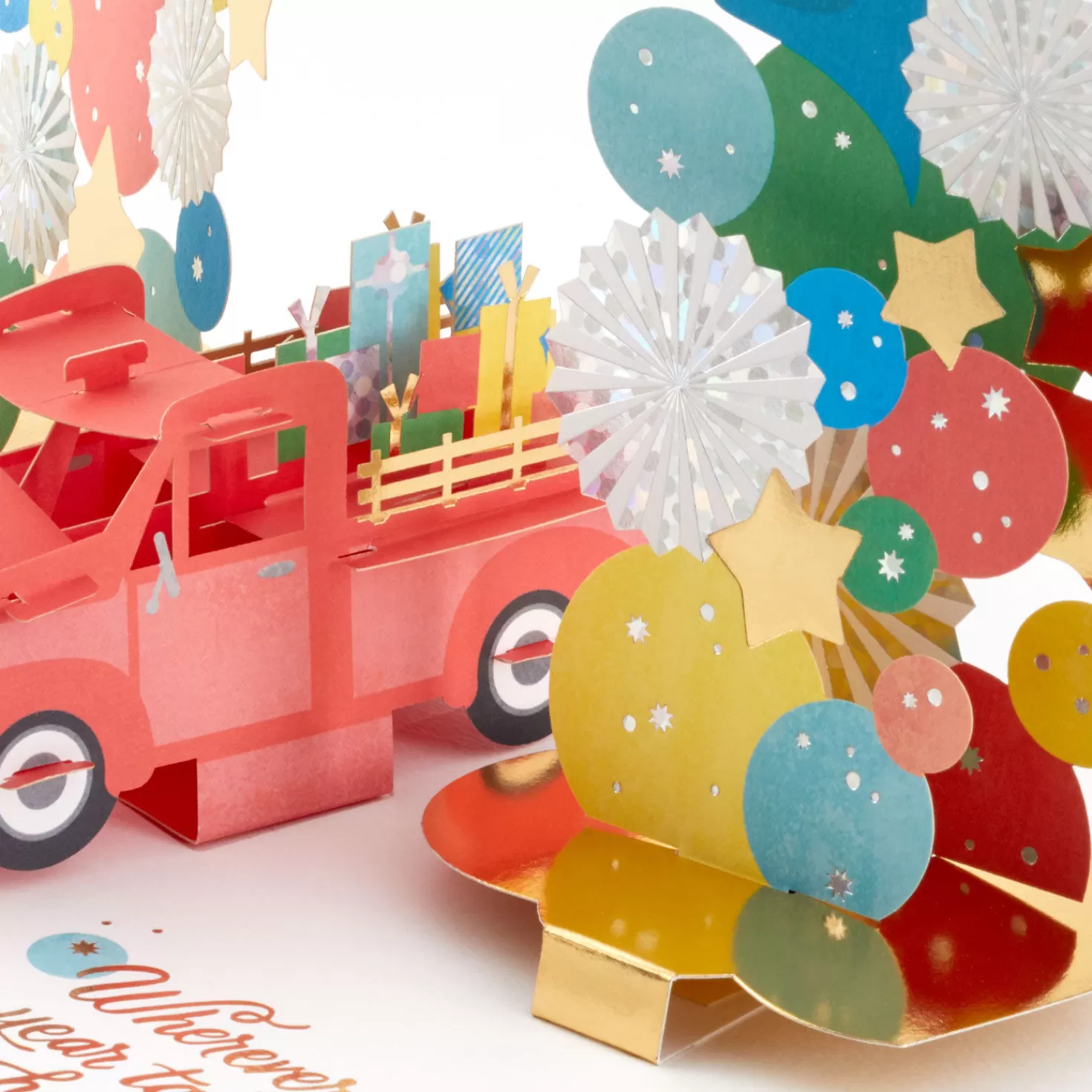Birthday>Hallmark Celebrating You Red Truck And Banner 3D Pop-Up Birthday Card
