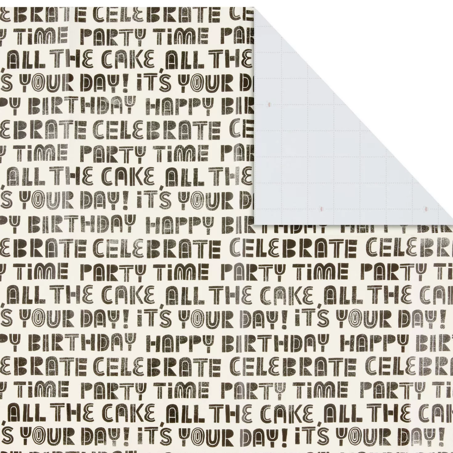 Birthday>Hallmark Celebration Lettering Flat Wrapping Paper With Gift Tags, 3 Sheets