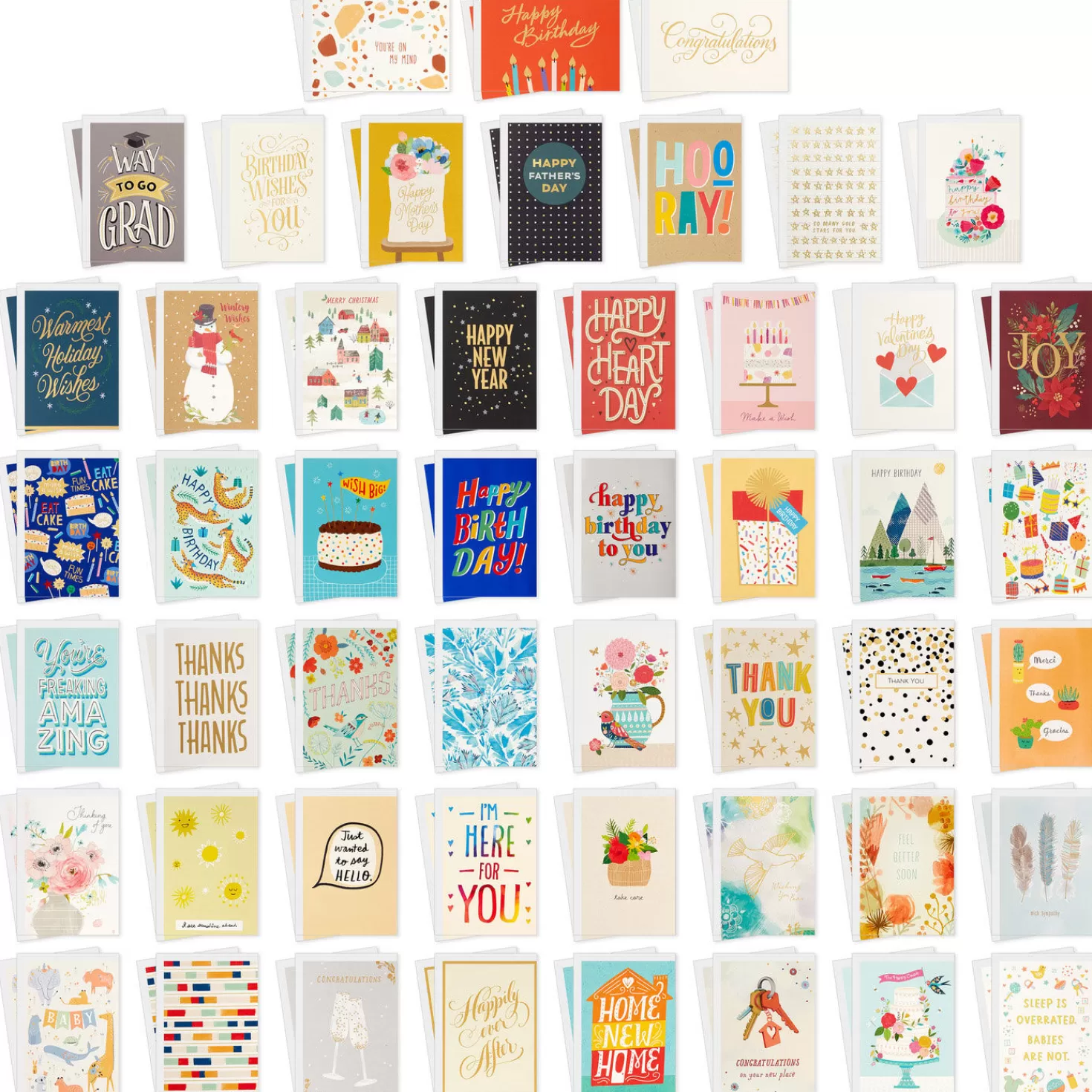 Birthday>Hallmark Cheerful Celebrations Boxed All-Occasion Cards Assortment, Pack Of 100
