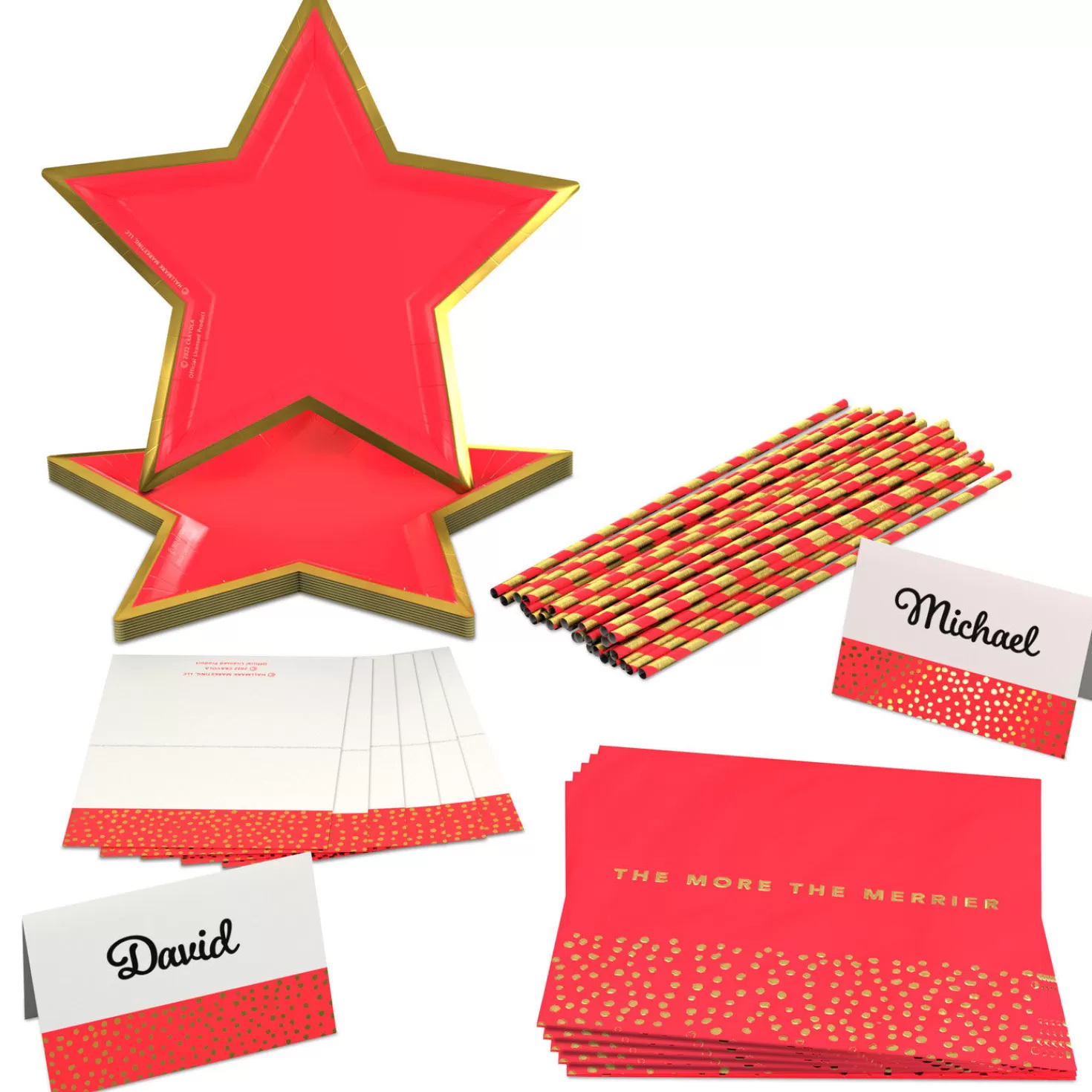 Discount Color Pop 60-Piece Tableware Premium Party Kit, Red Star Graduation