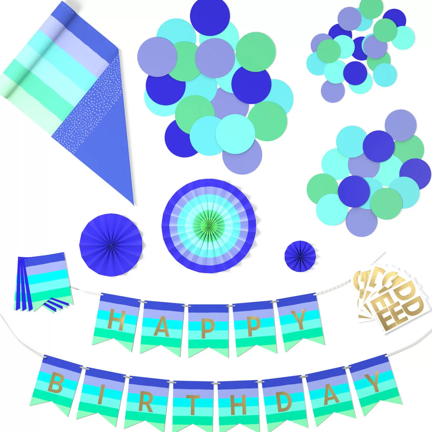 Clearance Color Pop Party Decor Kit, Cool Ombre Stripe Graduation