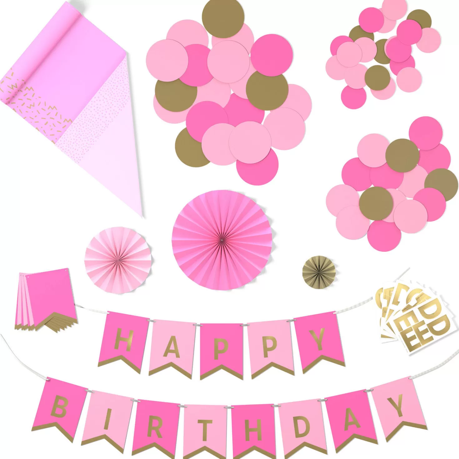 Best Sale Color Pop Party Decor Kit, Pink And Gold Graduation