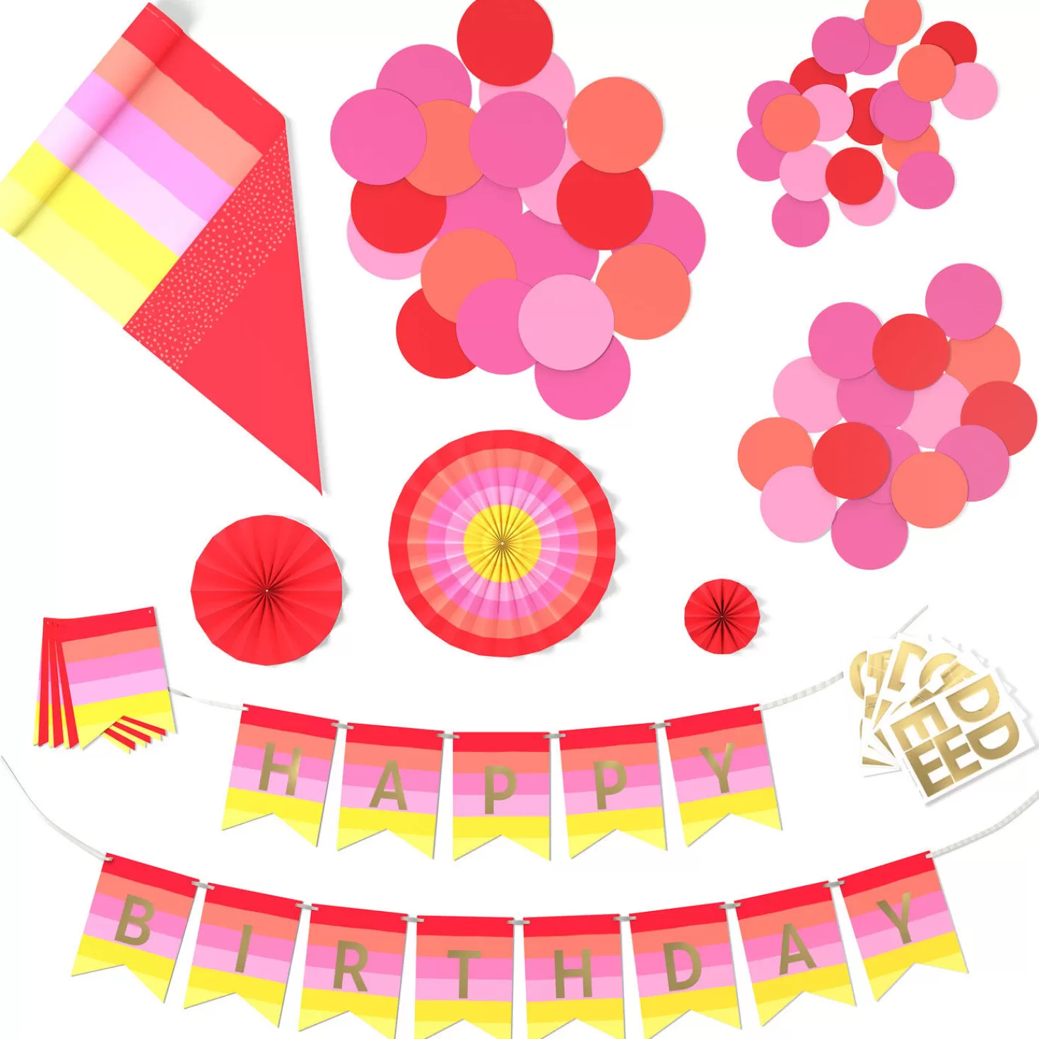 Sale Color Pop Party Decor Kit, Warm Ombre Stripe Graduation