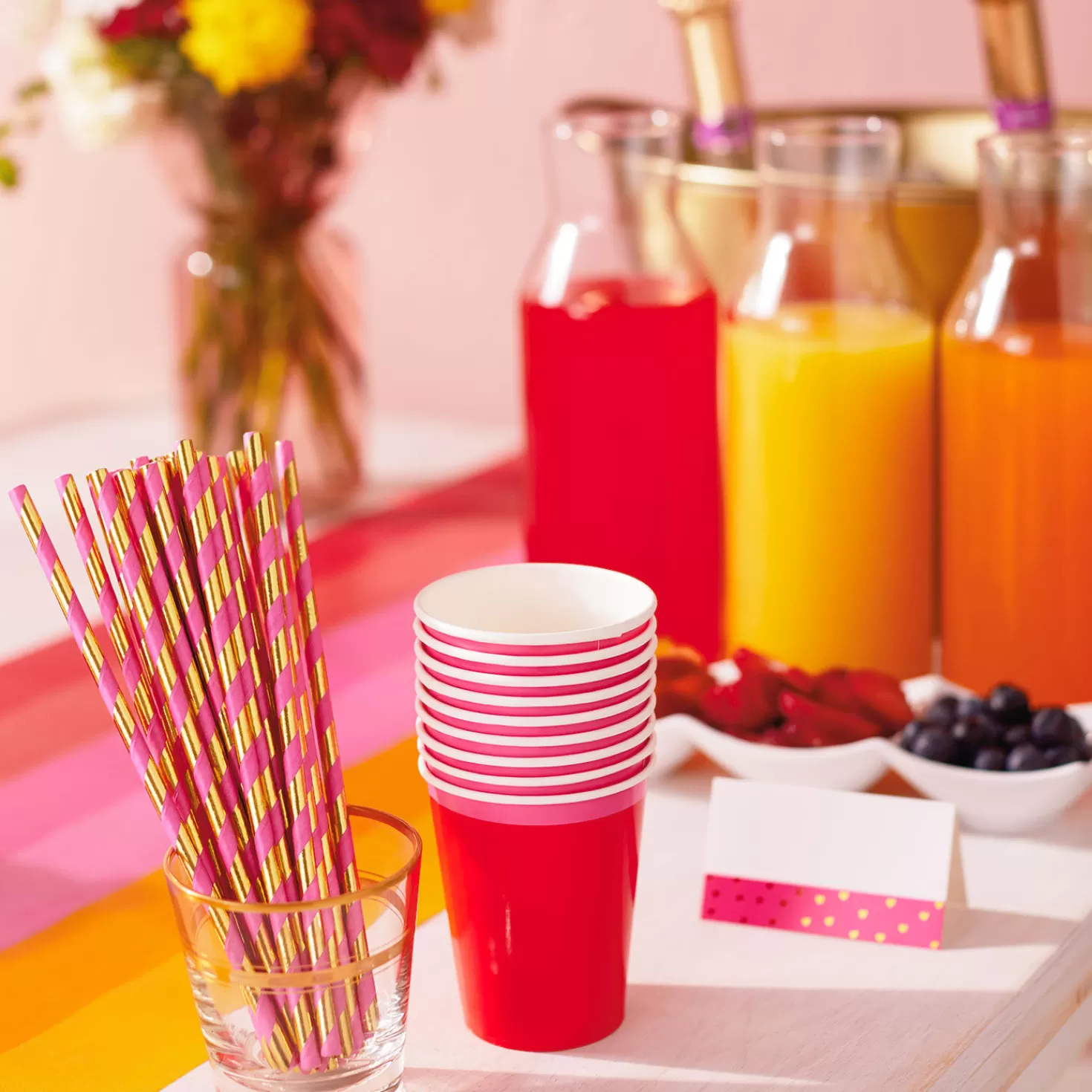 Sale Color Pop Party Decor Kit, Warm Ombre Stripe Graduation