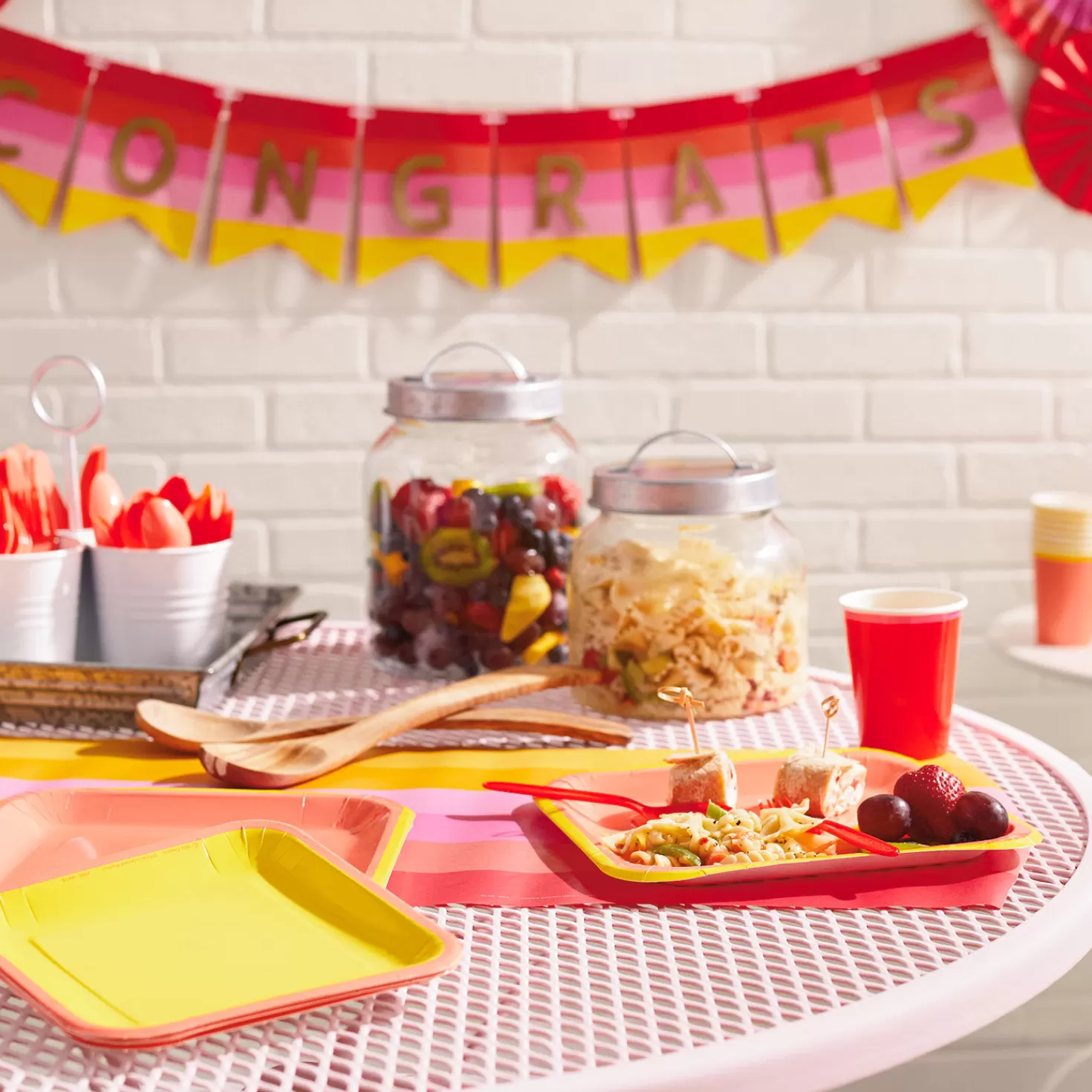 Sale Color Pop Party Decor Kit, Warm Ombre Stripe Graduation