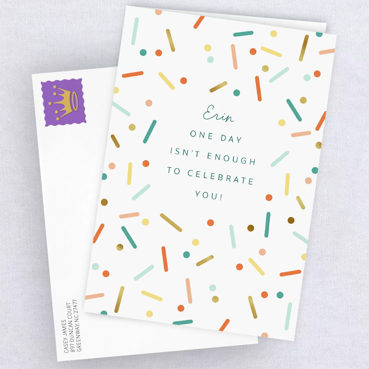 Store Colorful Confetti Folded Photo Card Congratulations