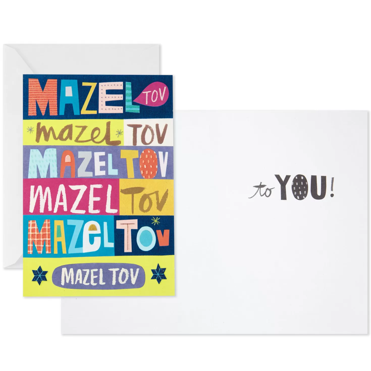 Best Colorful Mazel Tov Blank Congratulations Cards, Pack Of 10 Congratulations