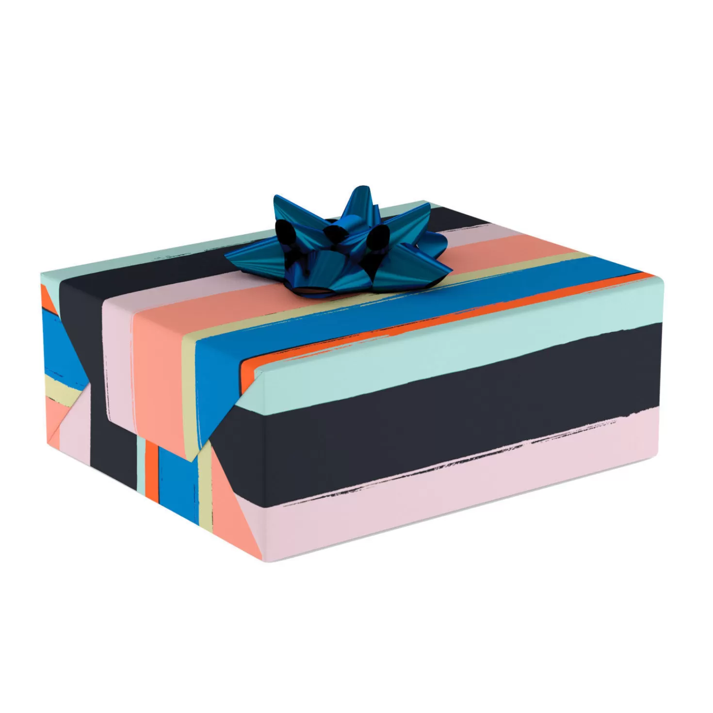 Birthday>Hallmark Colorful Painted Stripes Wrapping Paper, 17.5 Sq. Ft.