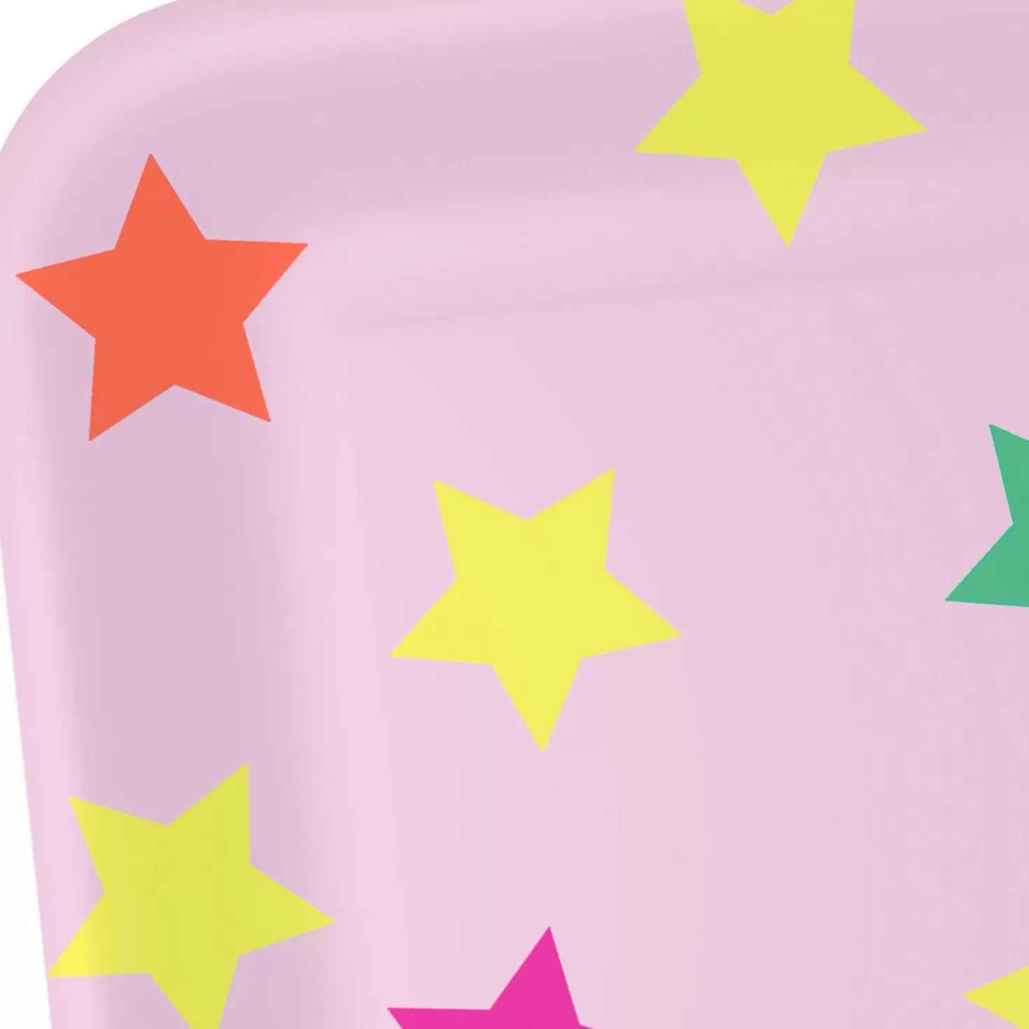 Birthday>Hallmark Colorful Stars On Pink Square Dinner Plates, Set Of 8