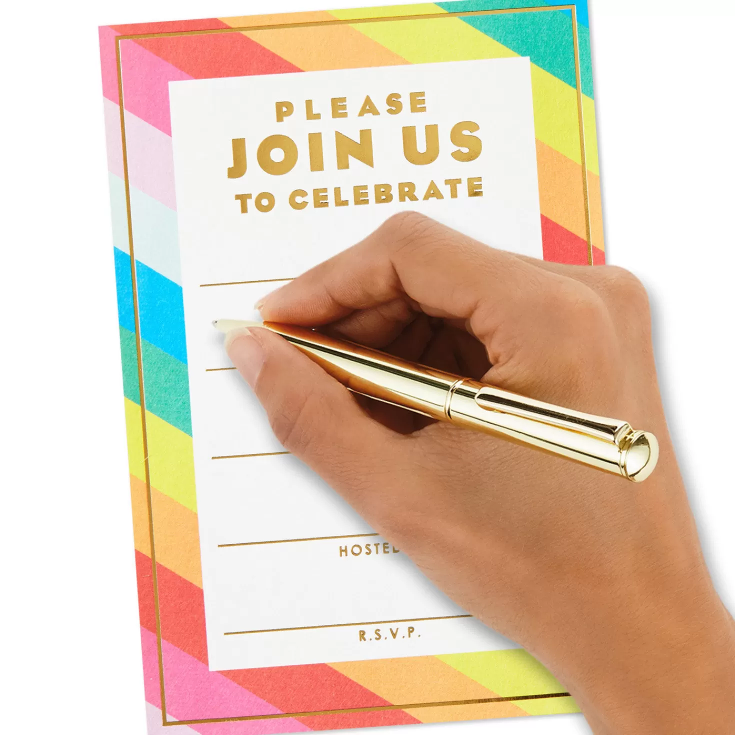 Birthday>Hallmark Colorful Stripe Party Invitations, Pack Of 10