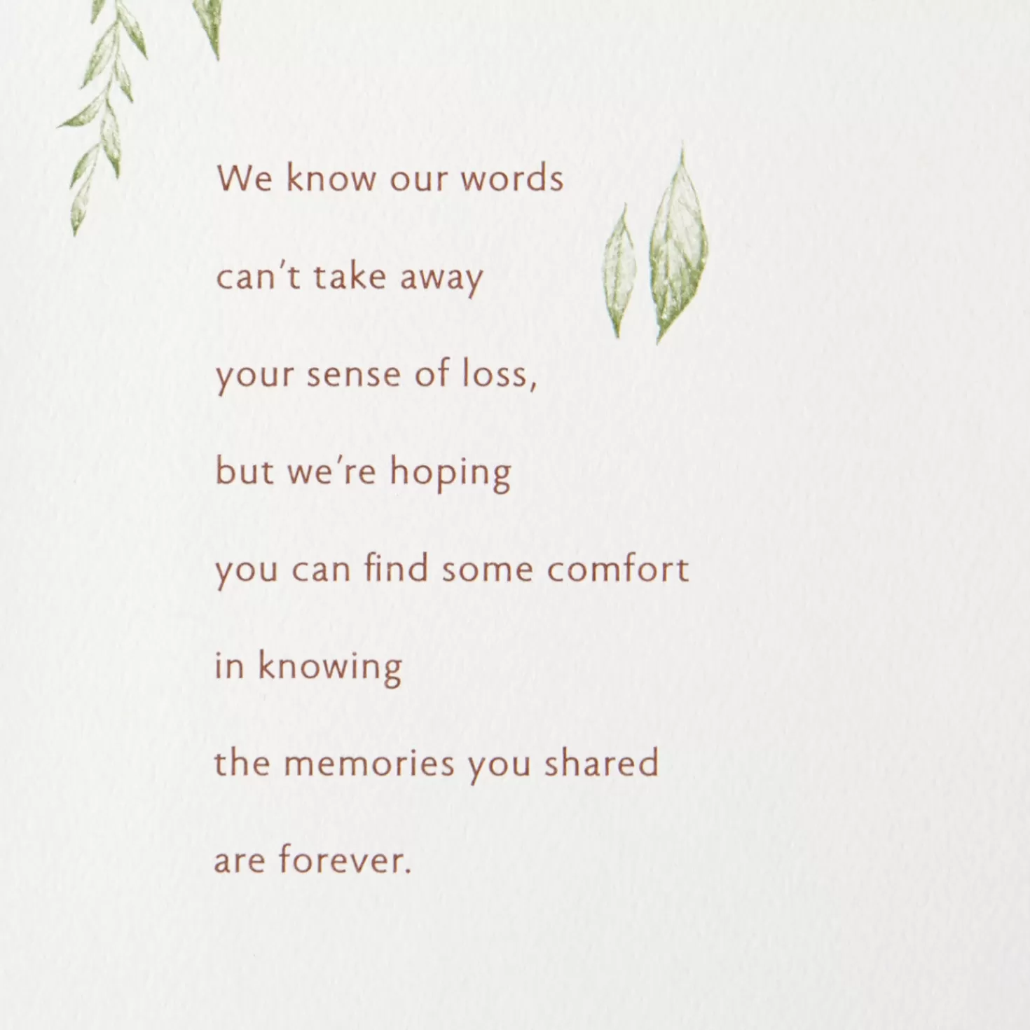 Best Sale Comfort In Memories Sympathy Card From Us Sympathy