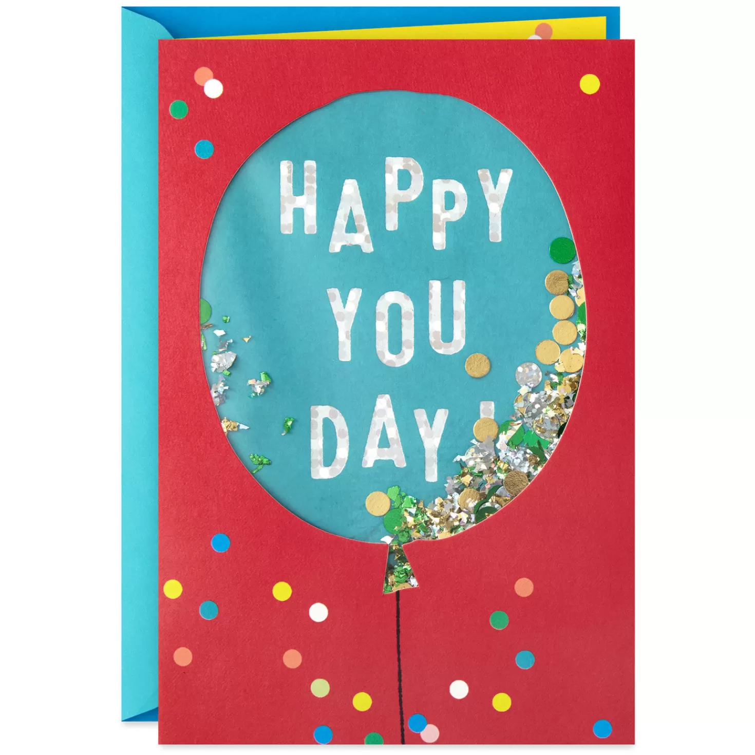 Birthday>Hallmark Confetti Balloon Happy You Day Birthday Card