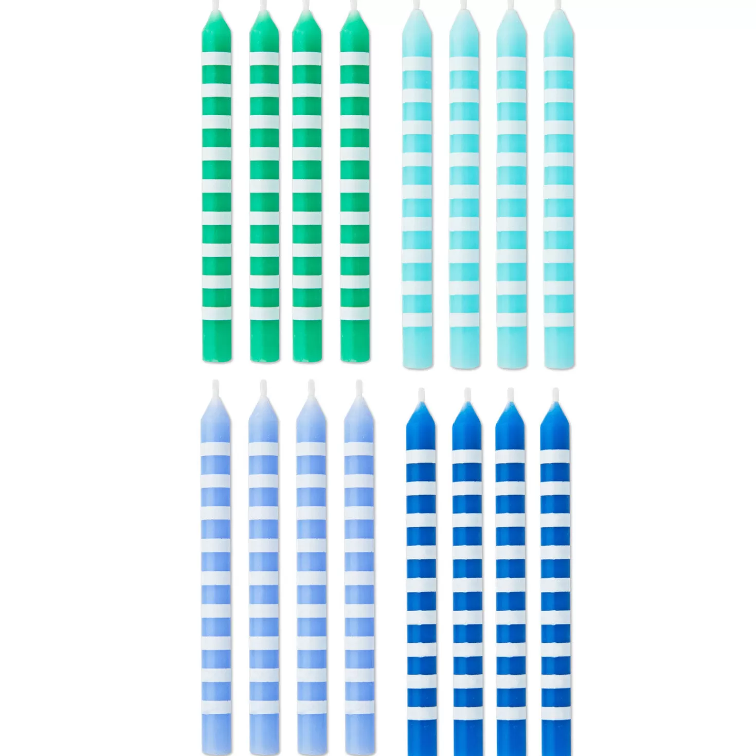 Birthday>Hallmark Cool Hues Striped Birthday Candles, Set Of 16