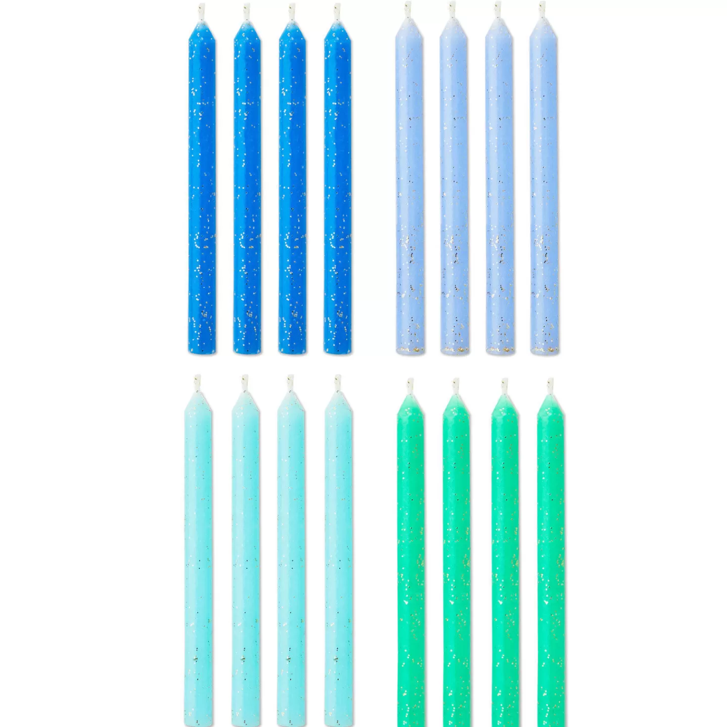 Birthday>Hallmark Cool Hues With Glitter Birthday Candles, Set Of 16