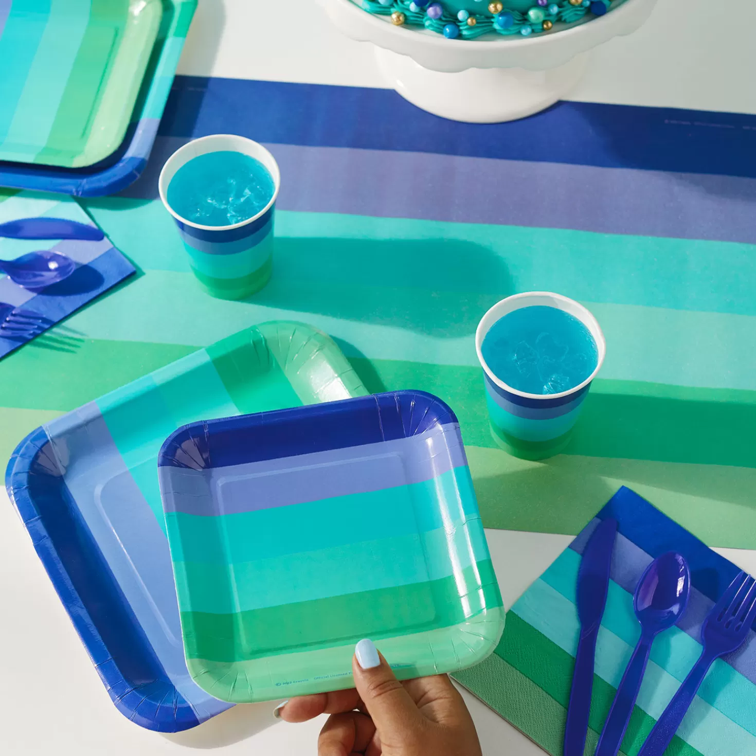 Birthday>Hallmark Cool Ombre Stripe Square Dinner Plates, Set Of 8