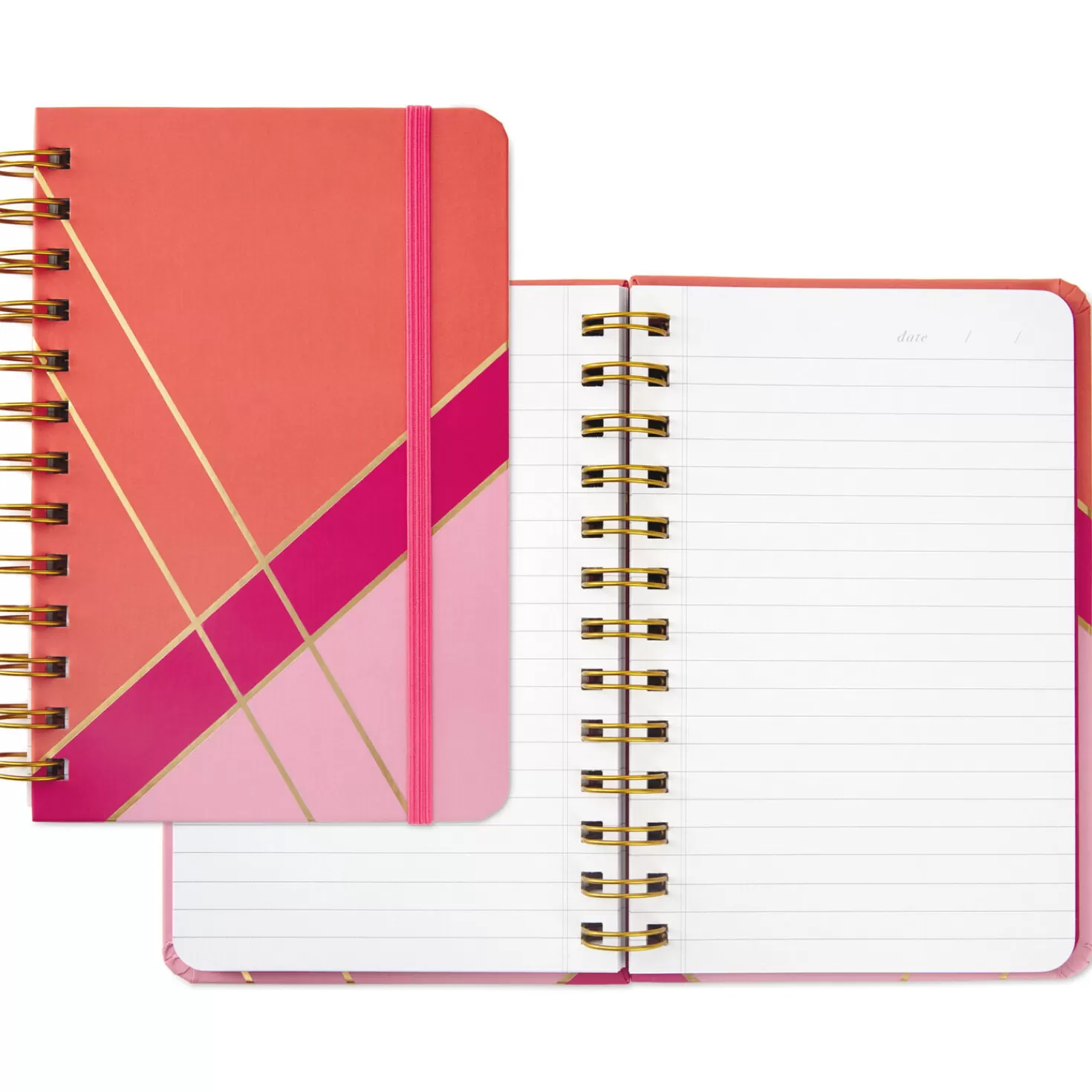 Clearance Coral And Pink Color Block Spiral Notebook Back To School