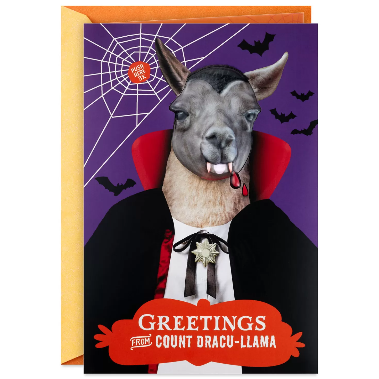 Halloween (10/31)>Hallmark Count Dracu-Llama Funny Halloween Card With Sound And Light