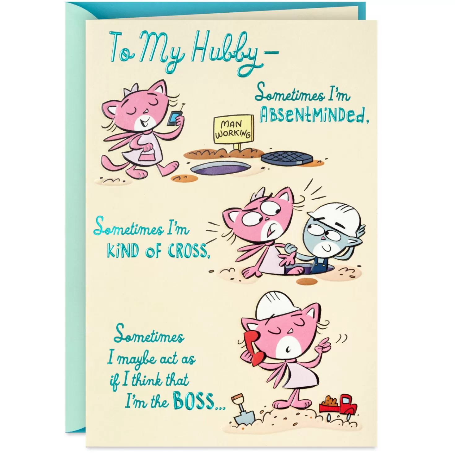 Birthday>Hallmark Cute Cat Couple Cartoon Birthday Card For Husband