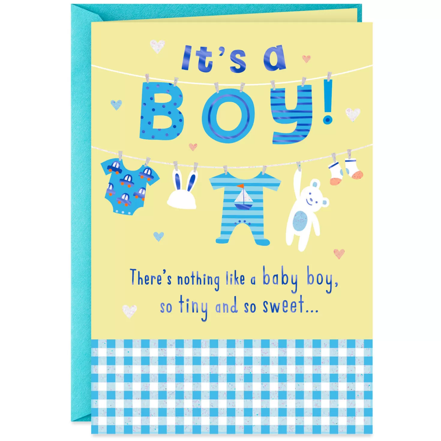 Baby>Hallmark Cute Clothesline New Baby Boy Card